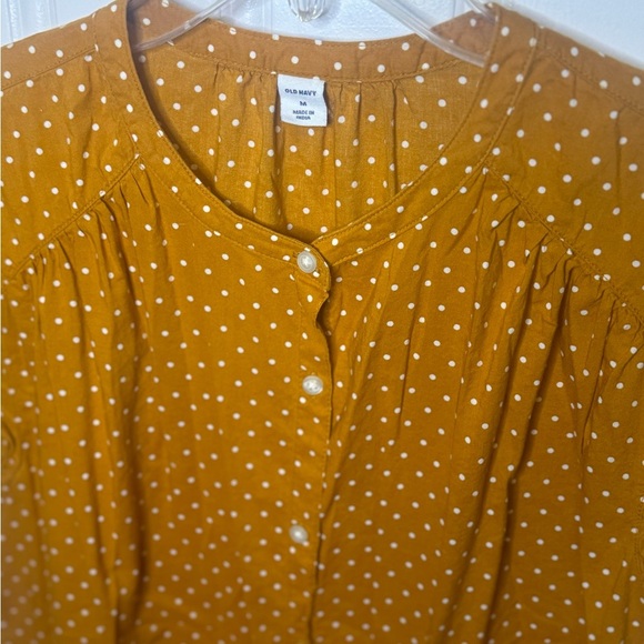 Orange Old Navy Button Front Blouse with Polka Dots - Medium - Picture 3 of 4